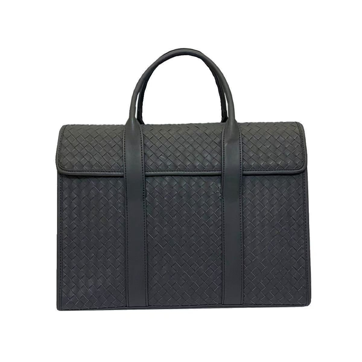 Woven men's handbag Leather men's clamshell briefcase cowhide large capacity Business casual computer man