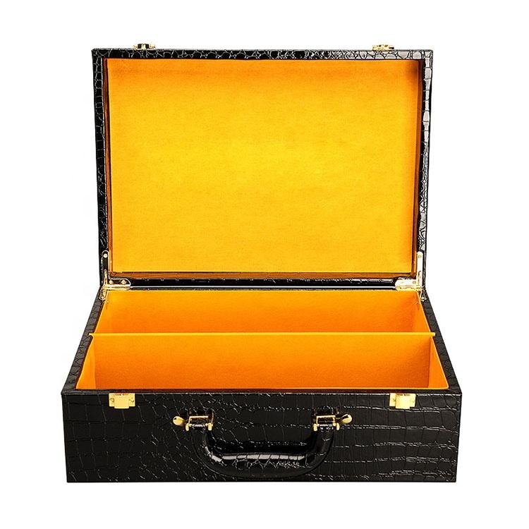 Custom Black Crocodile Texture Leather Box Luxury Wooden Wine Shoe Tool Perfume Luxury PU Leather Gift packaging boxes