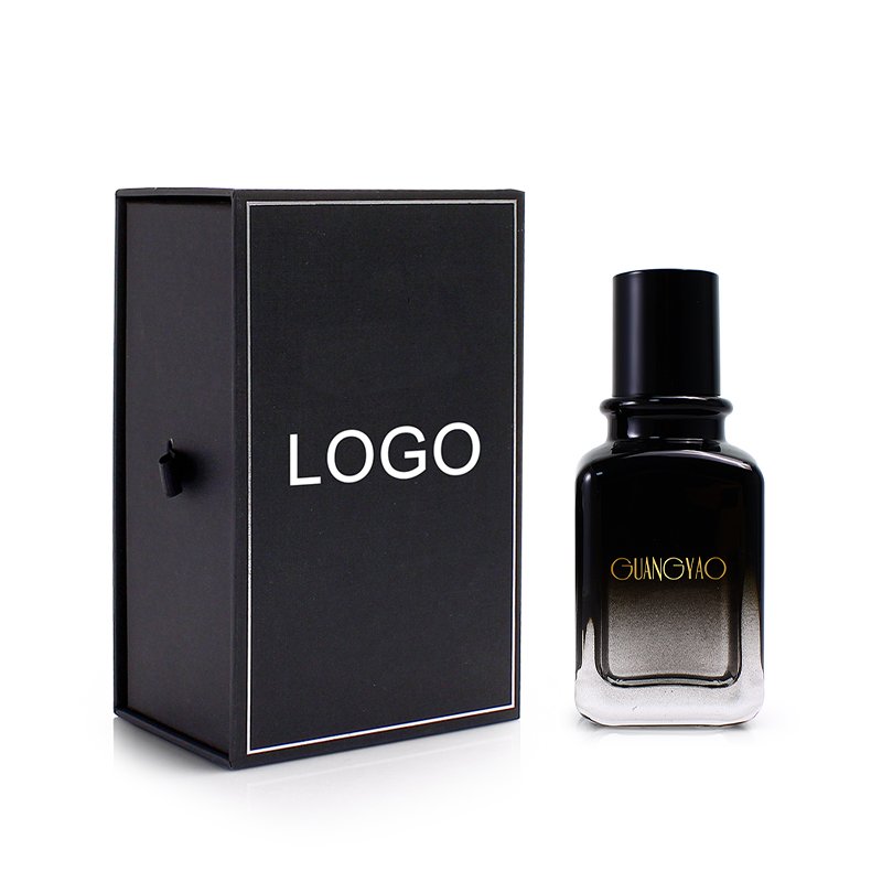 Custom gradient black empty 30ml 50ml square glass perfume spray bottle screen printed logo with cap Men's perfume