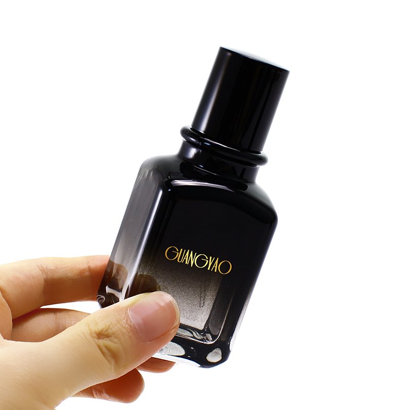 Custom gradient black empty 30ml 50ml square glass perfume spray bottle screen printed logo with cap Men's perfume