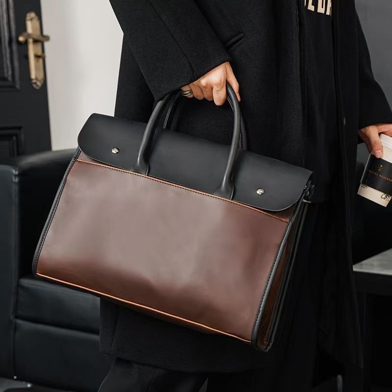 Handbag male briefcase Casual business single shoulder crossbody bag fashion brand new horizontal leather men's office bag