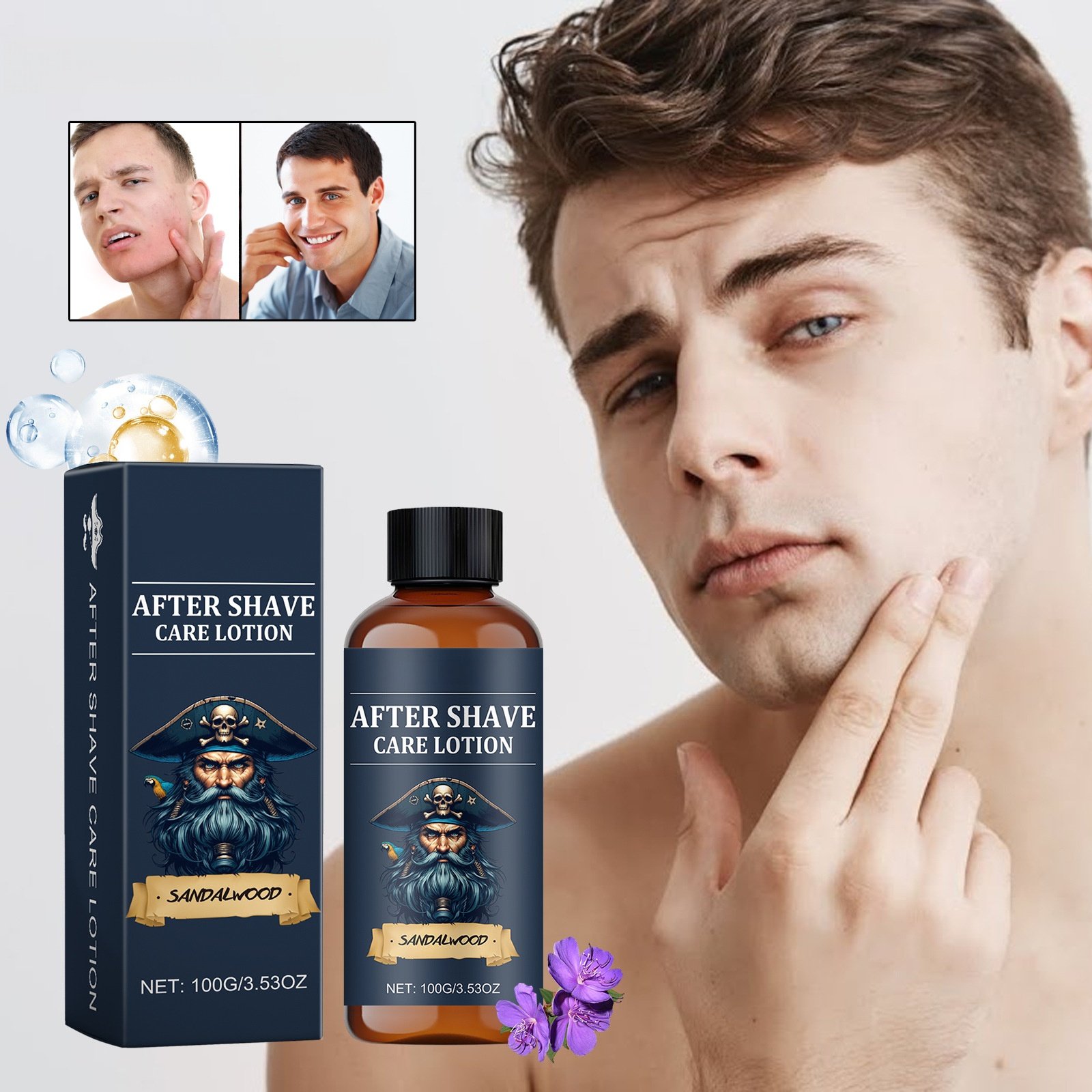 Factory Wholesale OEM Aftershave Balm Soothing & Moisturizing Care for Men Shave Face with Radiant Glow After Shave Care Lotion