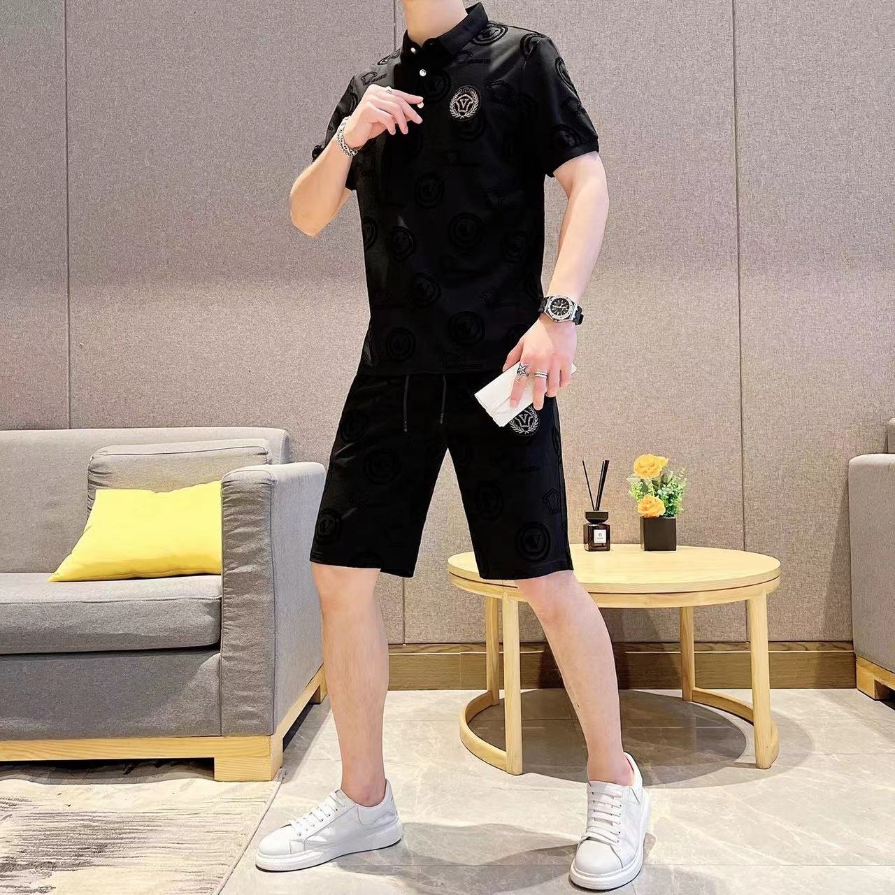 2024 Wholesale high quality custom casual adult short sleeve OEM extra large men's T-shirt shorts set