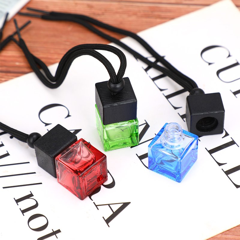8ml Black Car Perfume Bottles Empty Refillable Air Freshener Hanging Aromatherapy Fragrance Diffuser Wood Cap Car Essential Oils