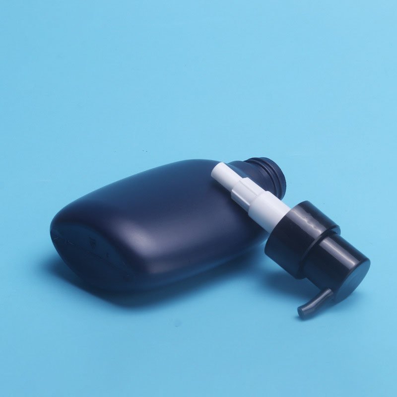 Men's black 180ml plastic lotion bottle with pump or screw cap for skincare cosmetic packaging
