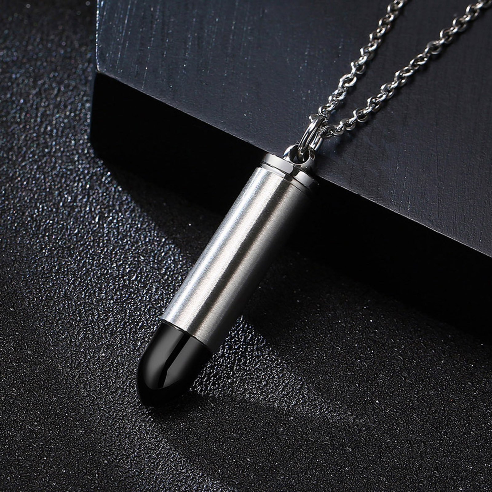 Custom LOGO Stainless Steel Cremation Jewelry For Ashes Mirror Polished Open Bullet Urn Pendant Fashion Human Cremated Necklaces