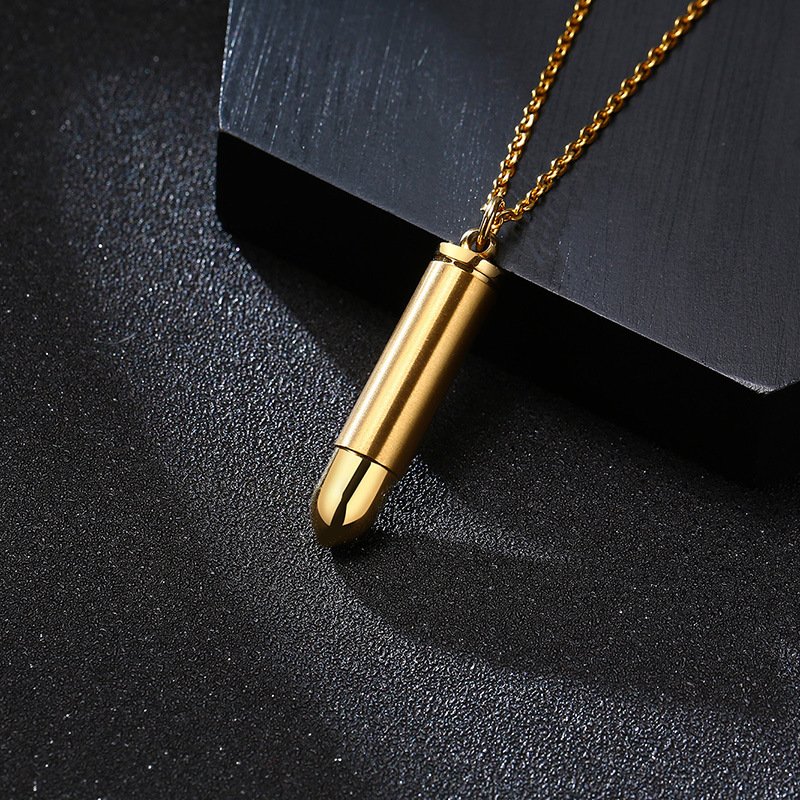 Custom LOGO Stainless Steel Cremation Jewelry For Ashes Mirror Polished Open Bullet Urn Pendant Fashion Human Cremated Necklaces