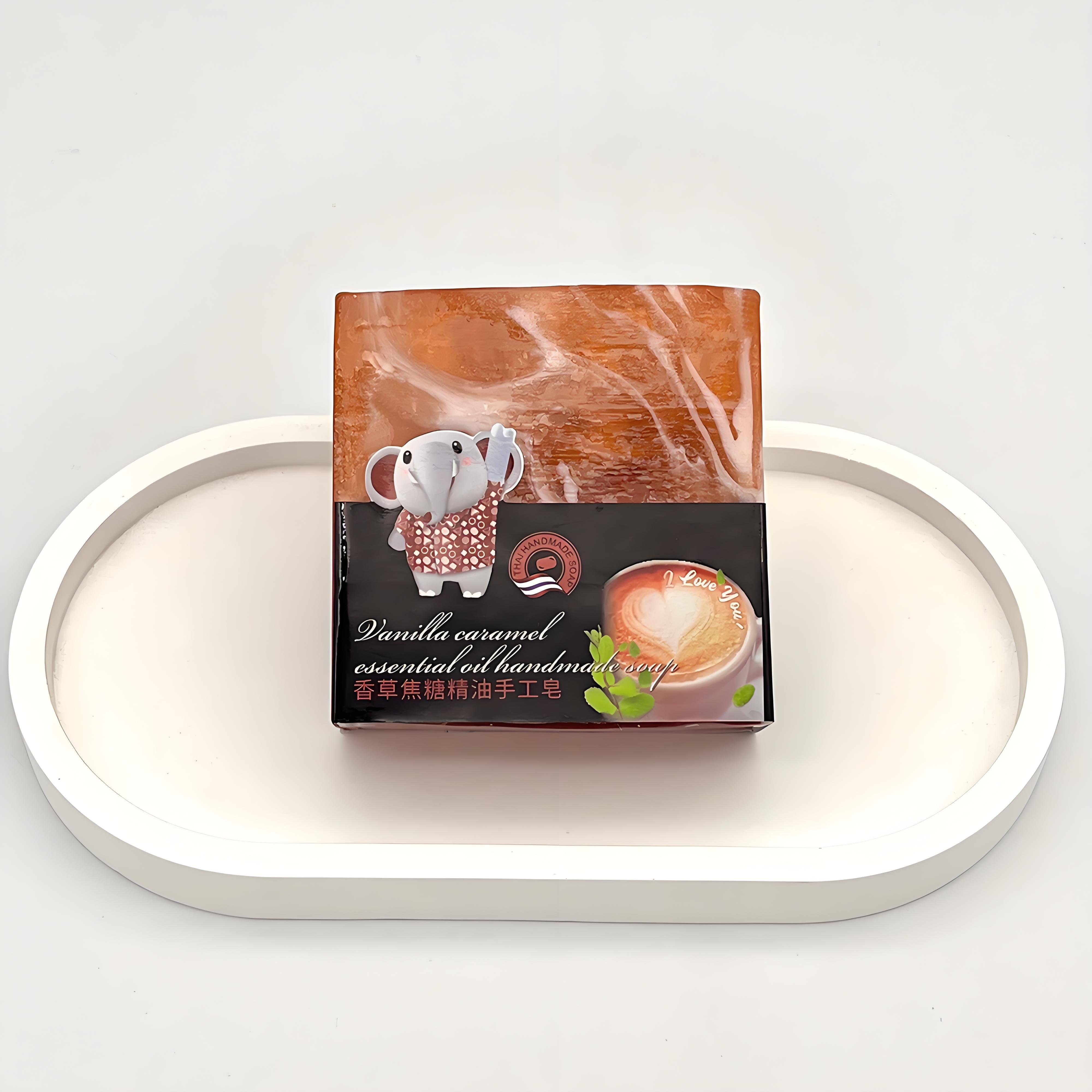 Wholesale Private Label Vanilla Caramel Essential Oil Soap Bar Luxury Handmade Bath Soap Custom Soap Box