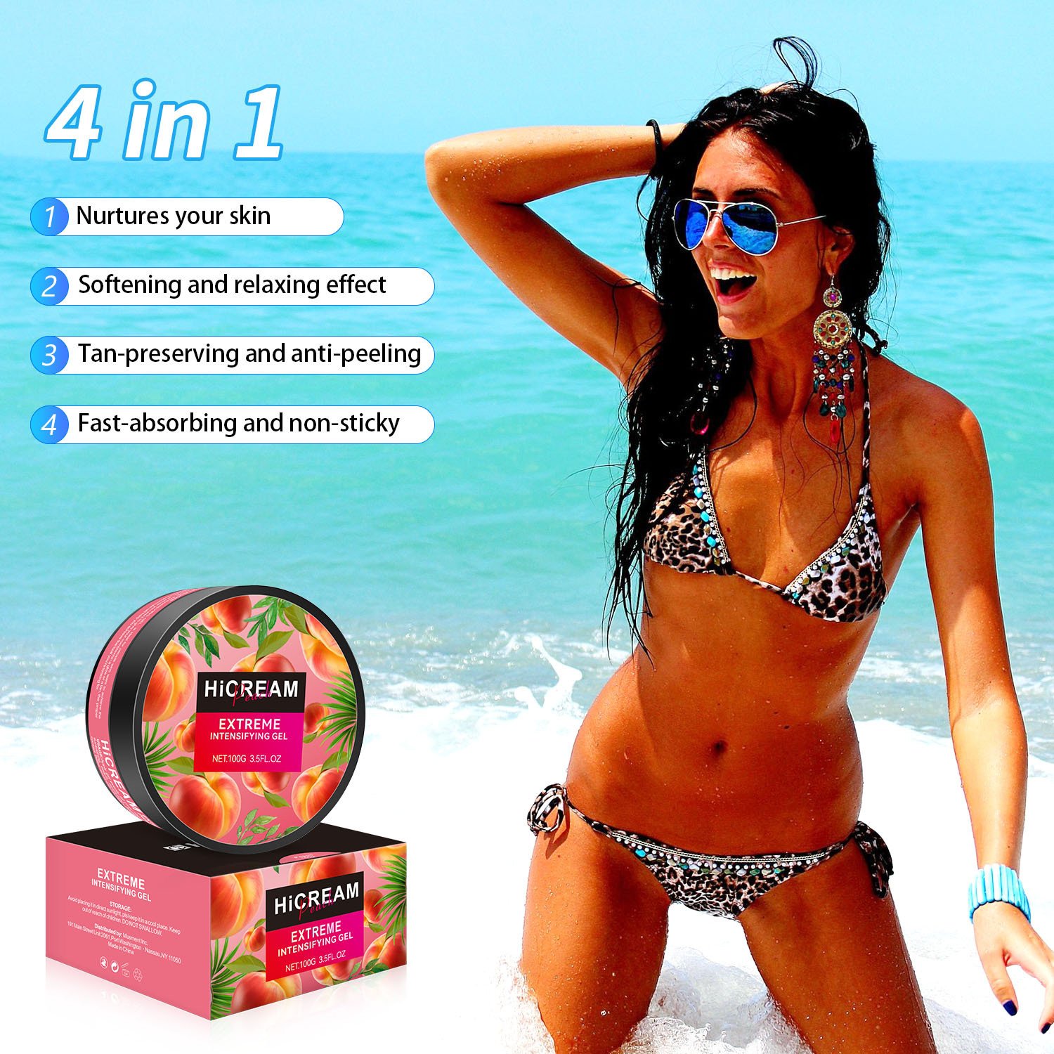 HiCREAM EXTREME luxury INTENSIFYING watermelon peach tanning gel private label indoor/outdoor tanning creams tanning gel
