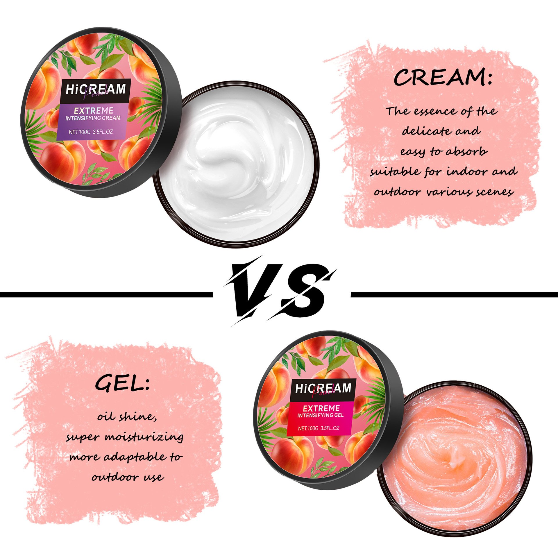 HiCREAM EXTREME luxury INTENSIFYING watermelon peach tanning gel private label indoor/outdoor tanning creams tanning gel
