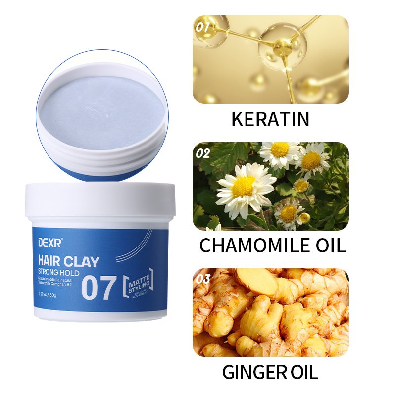 Private Label Vegan Organic Chamomile Oil Men'S Hair Wax Products Anti-Hair Loss Natural Hair Styling Mud Strong Hold Matte Clcy