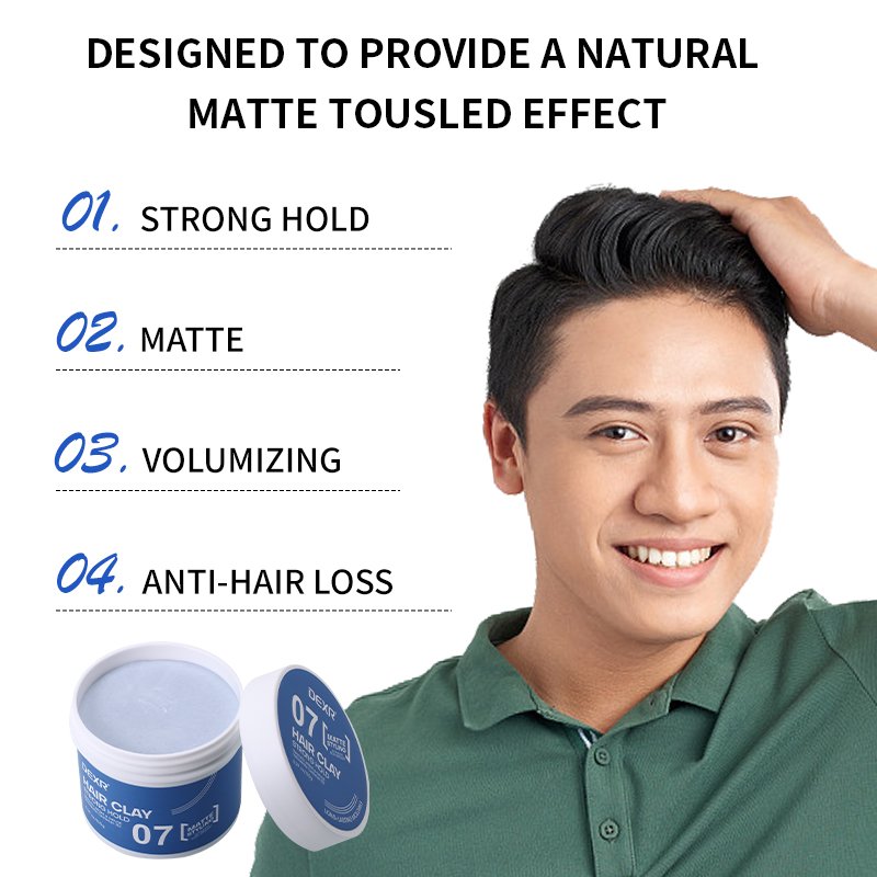Private Label Vegan Organic Chamomile Oil Men'S Hair Wax Products Anti-Hair Loss Natural Hair Styling Mud Strong Hold Matte Clcy