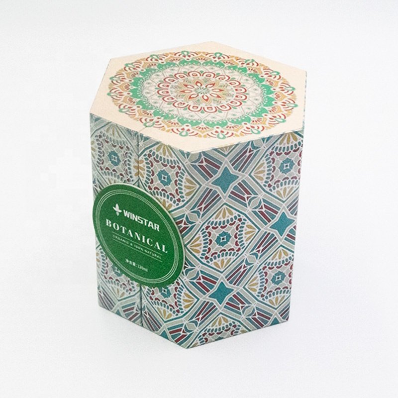 Magnetic Closed Hard Packaging Perfume Oil Glass Bottle Package With Label Hexagon Custom Perfume Box