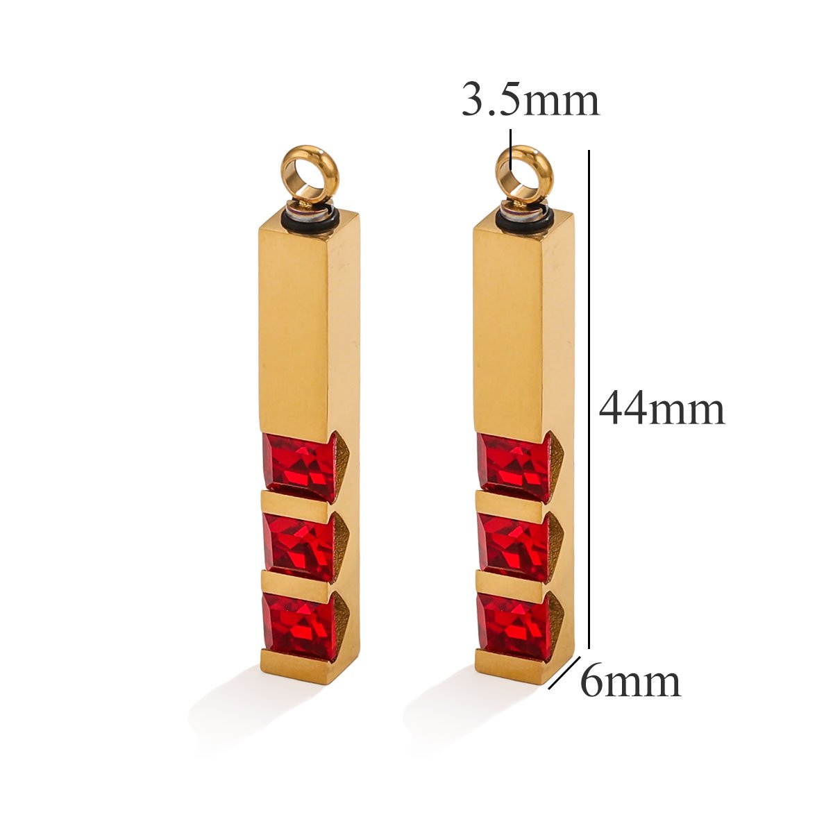 Stainless Steel Luxury Perfume Pendant DIY Red Zircon Pendant Gold Rotating Straight Bar Pendant Necklace