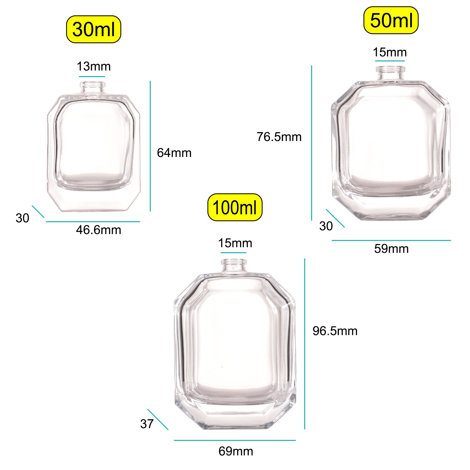 Wholesale New 30ml Luxury Square Perfume Spray Glass Bottle 1oz Cuboid Cologne sample bottles for men