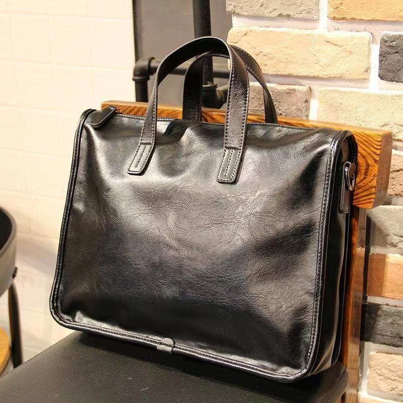 Handbag male briefcase Casual business single shoulder crossbody bag fashion brand new horizontal leather men's office bag