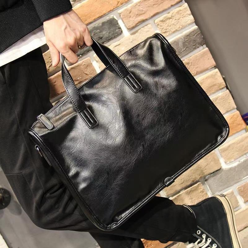 Handbag male briefcase Casual business single shoulder crossbody bag fashion brand new horizontal leather men's office bag