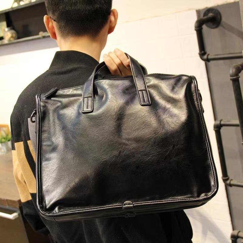 Handbag male briefcase Casual business single shoulder crossbody bag fashion brand new horizontal leather men's office bag
