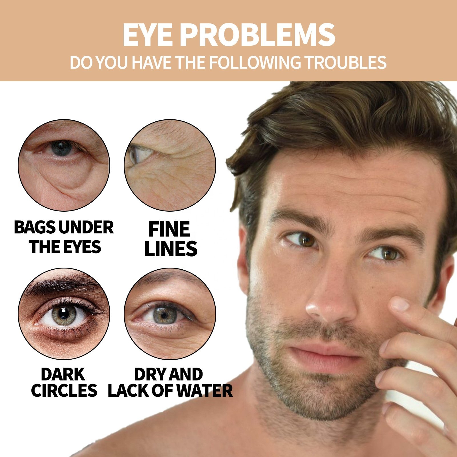 Factory Men's Hydrating Eye Roller - Smooths Fine Lines, Lightens Dark Circles, Reduces Puffiness & Firms Eye Contour