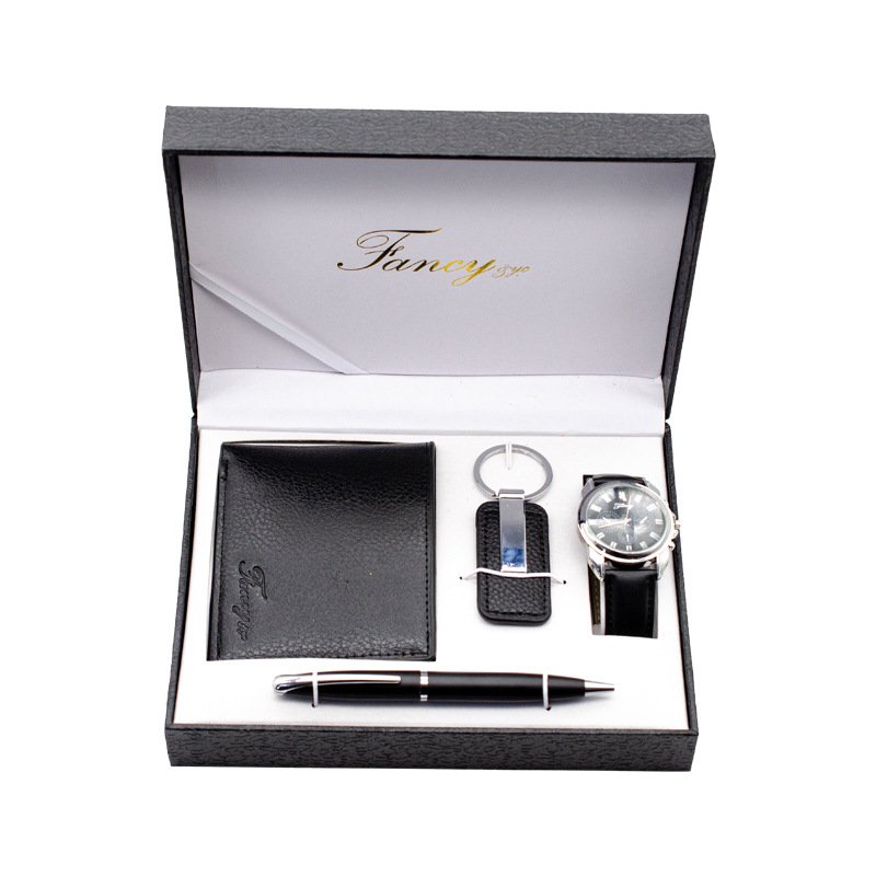 Valentine's Day gift set waterproof watch wallet keychain pen four-piece set of men's business companion gifts