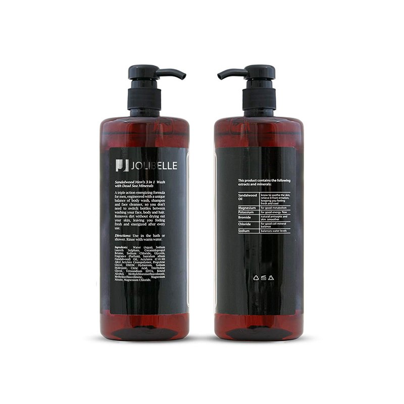 Private Label Natural Fresh Cool Hydrating Soothing Softness Men's Face Body Hair 3 in 1 Shampoo Wash Shower Gel