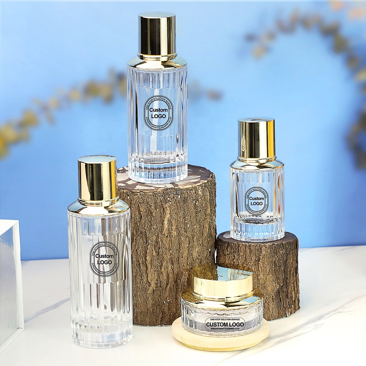 Free Sample Luxury Stripe-Shaped Cylinder Glass Men's Perfume Bottle Custom Logo 50ml 100ml 150ml Empty Perfume Glass Bottles
