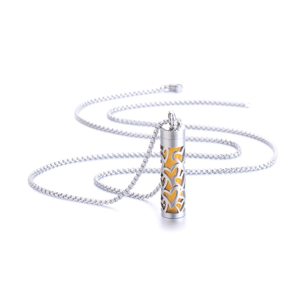Aromatherapy Perfume Bottle Charm Necklace Skeleton Cylinder Pendant Custom Fashion Jewelry Necklaces For Women