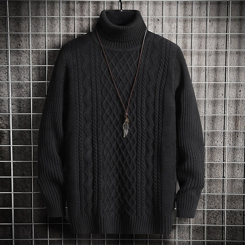 Men's new turtleneck sweater Korean version of fashion slim-fit two-lapel lozenge pullover long-sleeved sweater