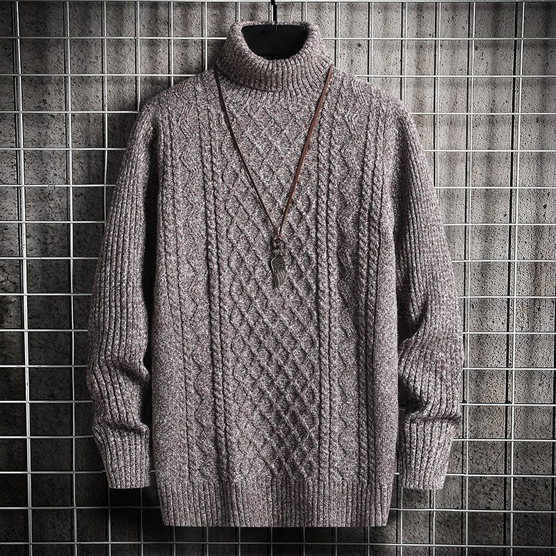 Men's new turtleneck sweater Korean version of fashion slim-fit two-lapel lozenge pullover long-sleeved sweater