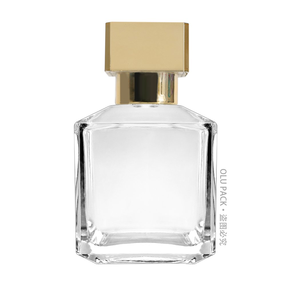 Free Sample 100ml Empty Rectangle Shaped Refillable Men's Cologne French Parfum Glass Spray Pump Bottle with Gold Lid