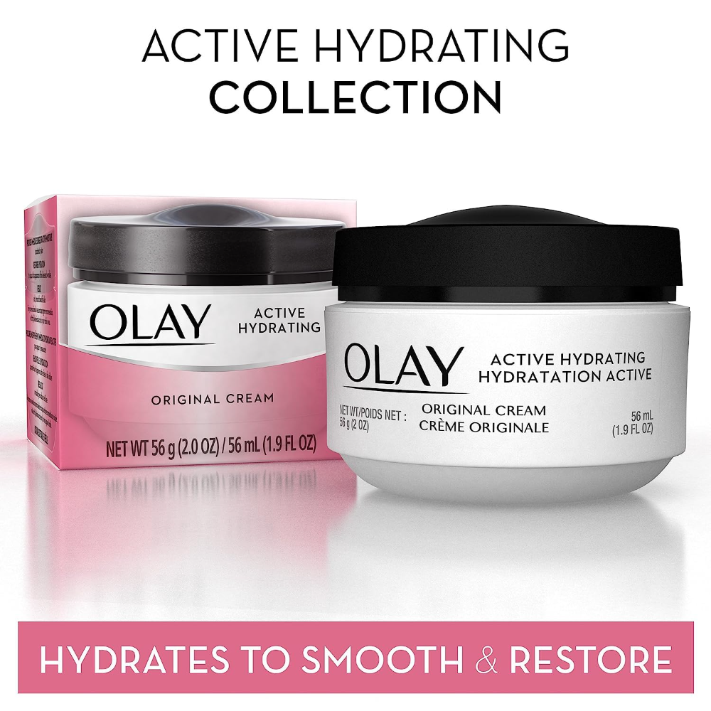 Olay Active Hydrating Cream Face Moisturizer, 1.9 fl oz (Pack of 2)