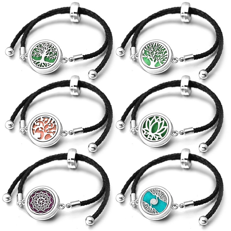 Adjustable Aromatherapy Leather Bracelet For Men Women Perfume Box Essential Oil Diffuser Bracelet