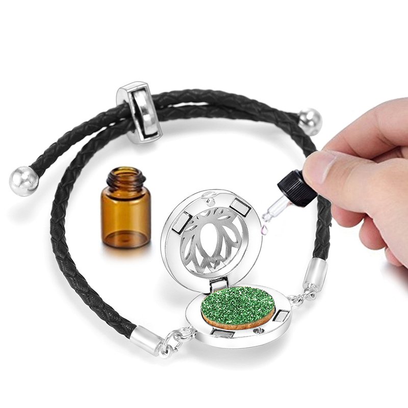 Adjustable Aromatherapy Leather Bracelet For Men Women Perfume Box Essential Oil Diffuser Bracelet