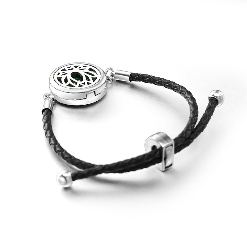 Adjustable Aromatherapy Leather Bracelet For Men Women Perfume Box Essential Oil Diffuser Bracelet