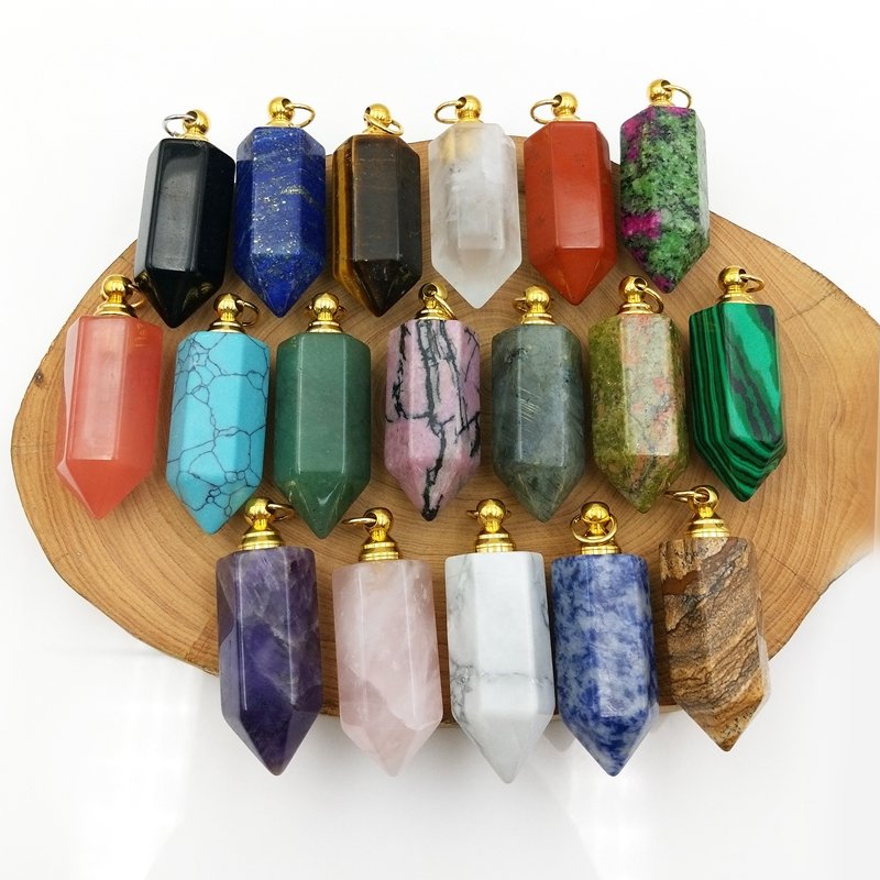 Healing Point Stone Hip Hop Pendant Perfume Bottle Wholesale Chakra Gemstone Designer Charm Jewelry Making Supplies