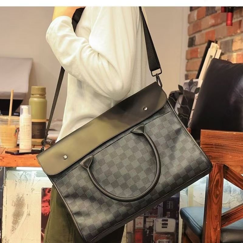 Handbag male briefcase Casual business single shoulder crossbody bag fashion brand new horizontal leather men's office bag