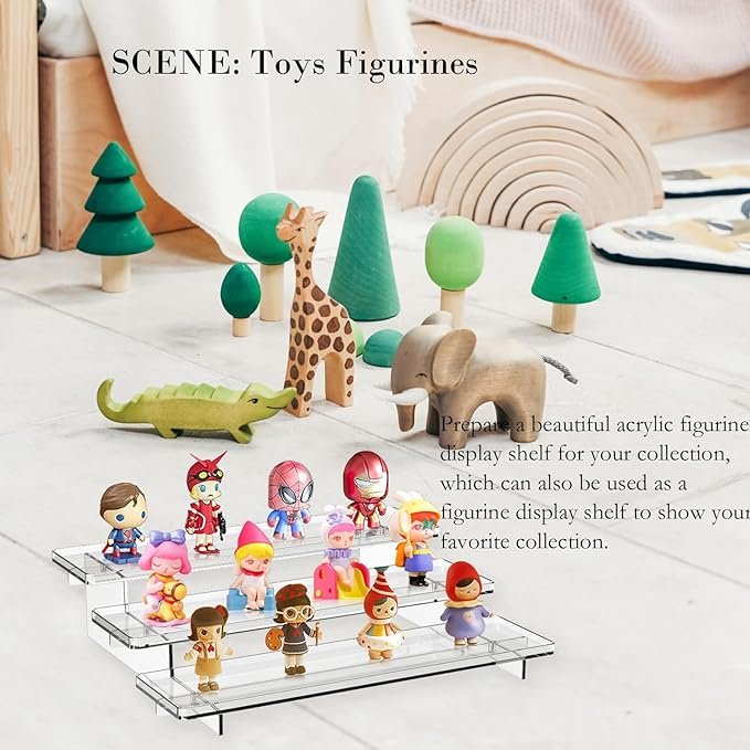 2 Pack 3-Tier Acrylic Display Racks Perfume/Organizer/Cologne Stand Makeup/Cupcake/POP Figures Stand Tiered Display Stand Men