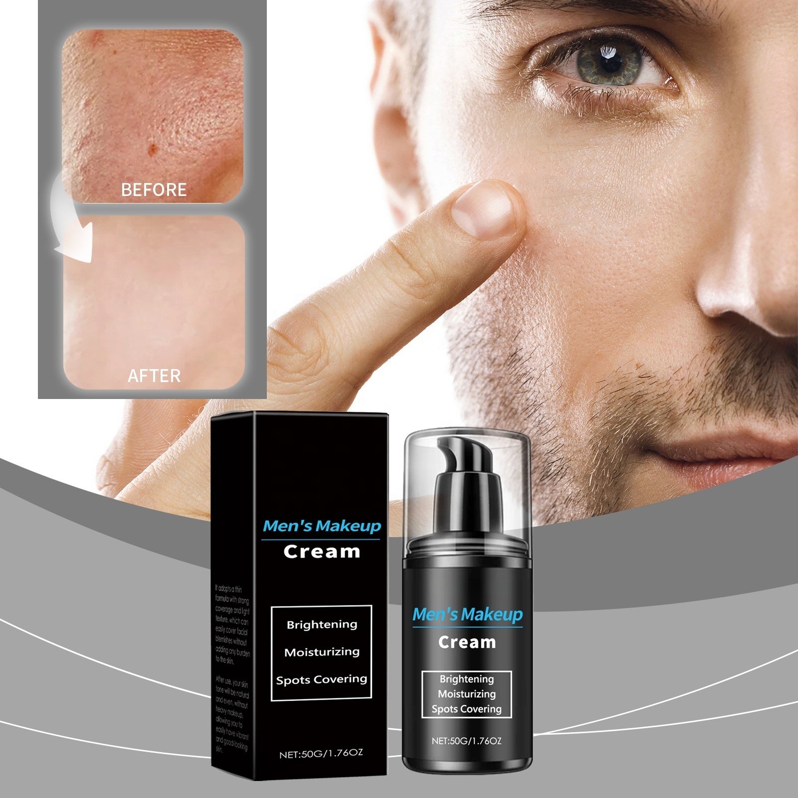Men's Skin Perfecting Moisturizing Concealer Cream Lightweight Long Lasting Hydrating & Brightening Formula Flawless Complexion