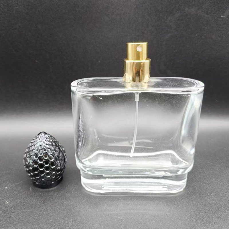 High Quality Men's Perfume Empty 50ml Perfume Spray Glass Bottle with Black Cap