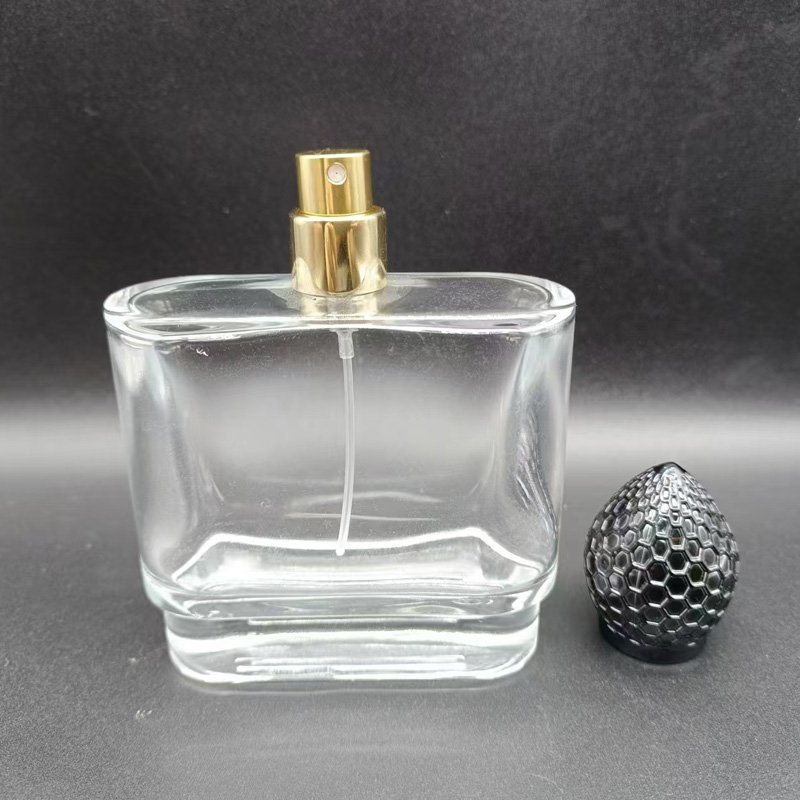 High Quality Men's Perfume Empty 50ml Perfume Spray Glass Bottle with Black Cap