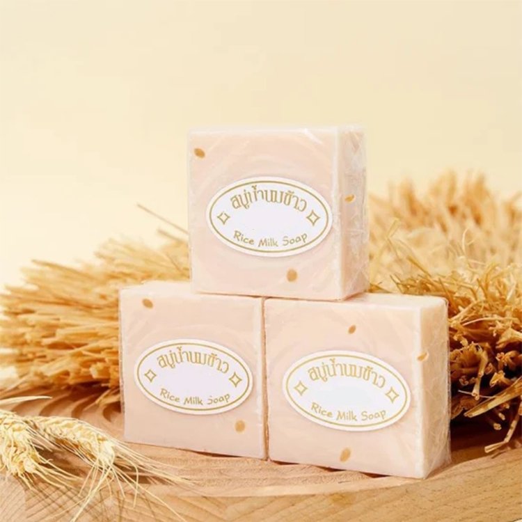 China Factory Best Low Price Savon De Riz Au Lait Body Face Whitening Moisturizing Thailand White Rice Milk Soap With Milk Jam