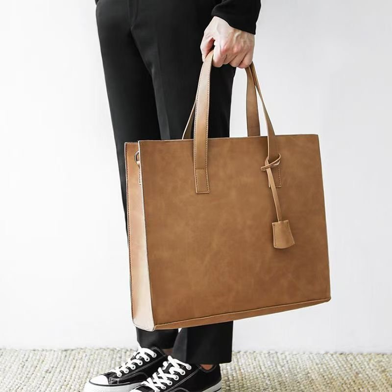 Handbag male briefcase Casual business single shoulder crossbody bag fashion brand new horizontal leather men's office bag