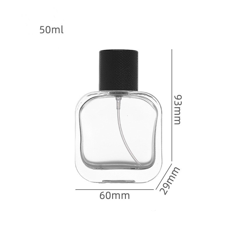 New empty bottle 30ml 50ml 100ml flat square men's perfume spray bottle