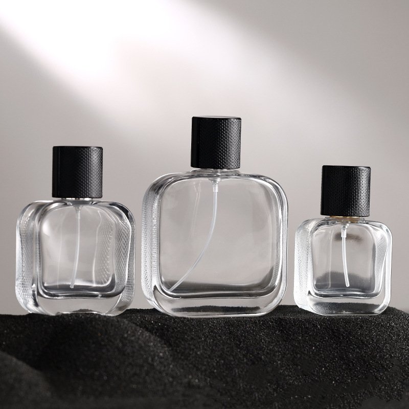 New empty bottle 30ml 50ml 100ml flat square men's perfume spray bottle