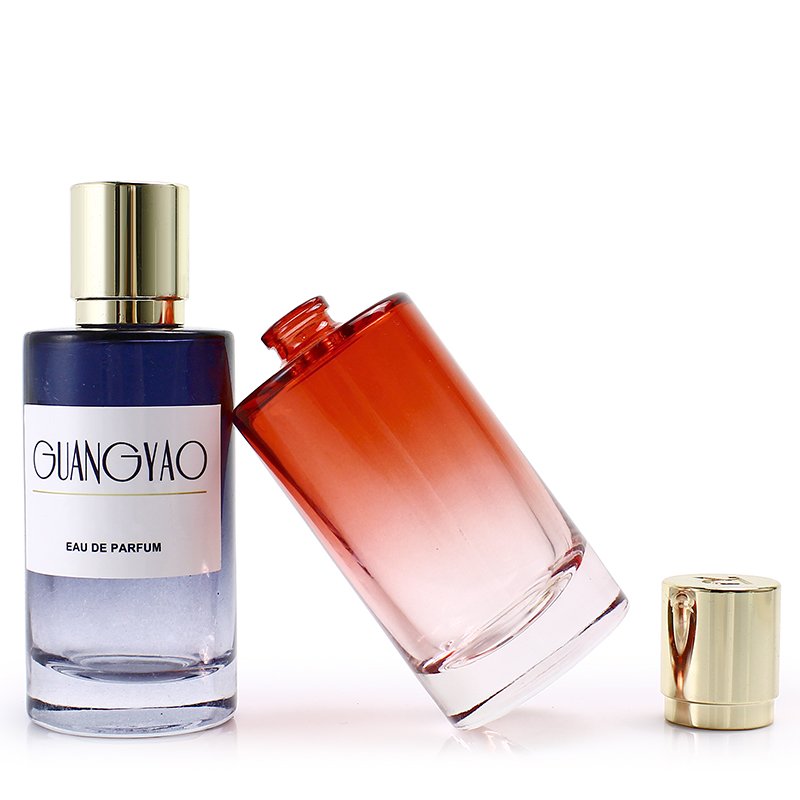 50ml cylindrical gradient glass perfume spray bottle screen printed logo hot stamping luxury zinc alloy cap customized