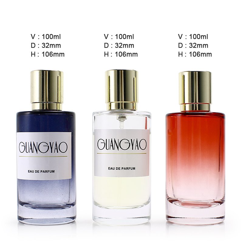 50ml cylindrical gradient glass perfume spray bottle screen printed logo hot stamping luxury zinc alloy cap customized