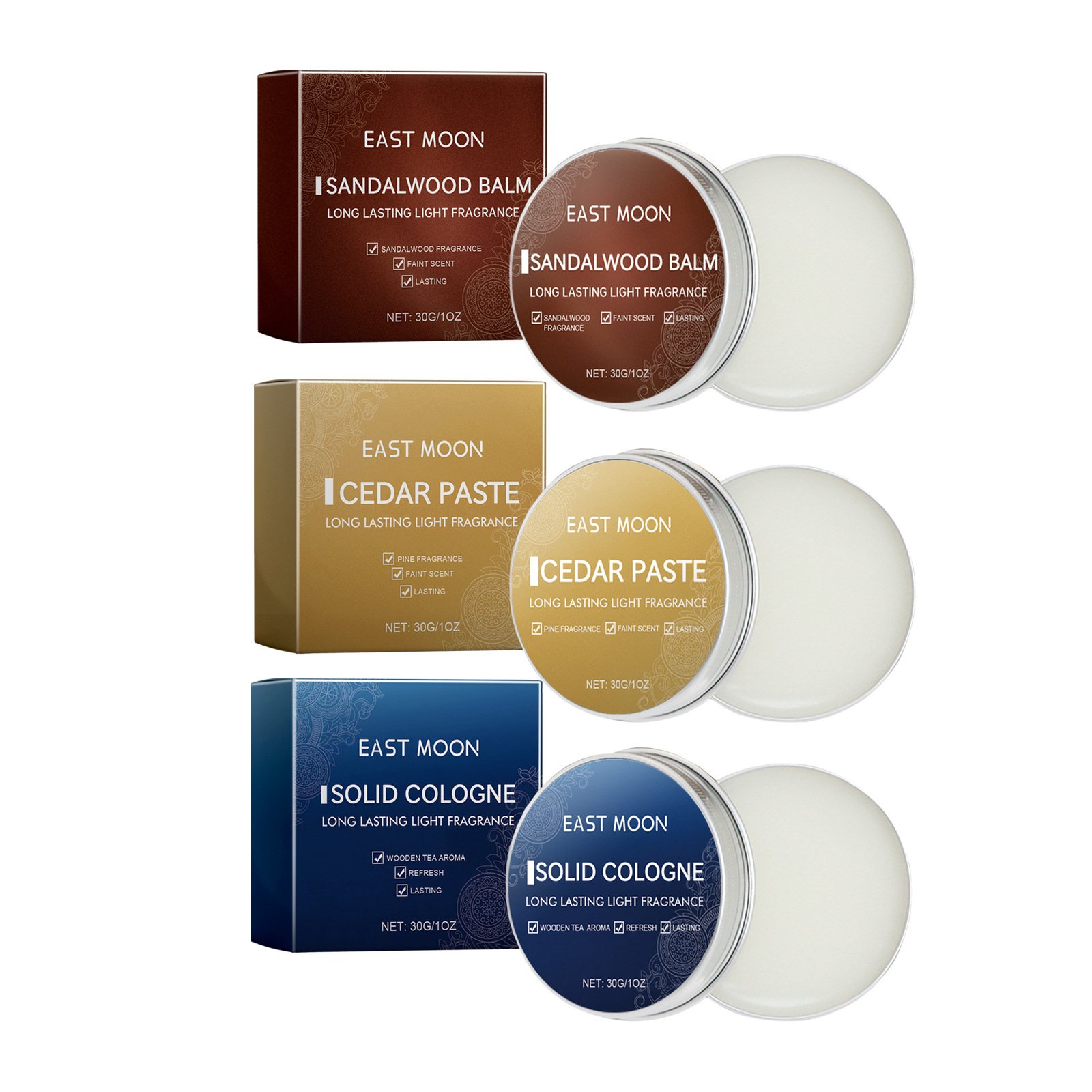 Hot Selling Original Solid Men's Perfume Balm Solid Perfume Lasting Fragrance Light Portable Gift 30g Cendar fragrance wholesale