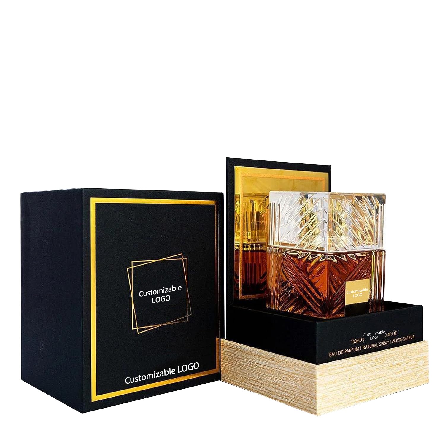 Advanced transparent square customized men's perfume glass bottle spray perfume original Arabian fragrance perfume
