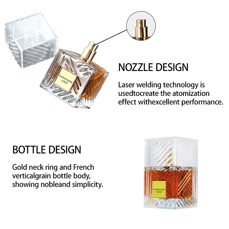 Advanced transparent square customized men's perfume glass bottle spray perfume original Arabian fragrance perfume