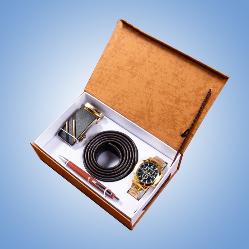 Portable gift box Valentine's Day gift three-piece set Steel watch belt pen practical business men's watch set
